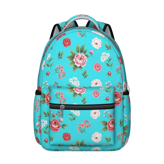 Pioneer Flower Floral Print Pattern Backpack for School, Cute School Bag with Adjustable Shoulder Straps and Padded Back, 15.3"x11"x7.1"
