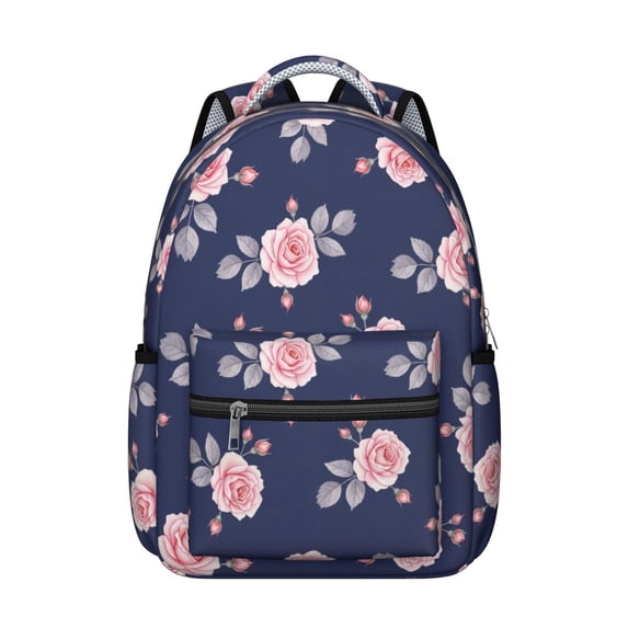Pioneer Flower Floral Print Pattern Backpack for School, Cute School Bag with Adjustable Shoulder Straps and Padded Back, 15.3"x11"x7.1"