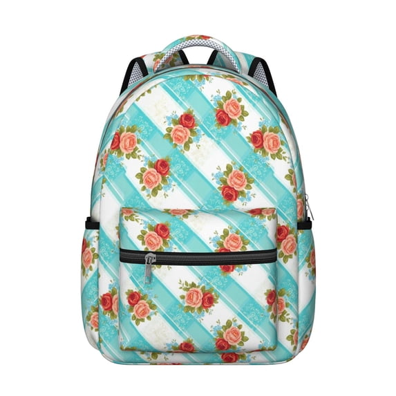 Pioneer Flower Floral Print Pattern Backpack for School, Cute School Bag with Adjustable Shoulder Straps and Padded Back, 15.3"x11"x7.1"