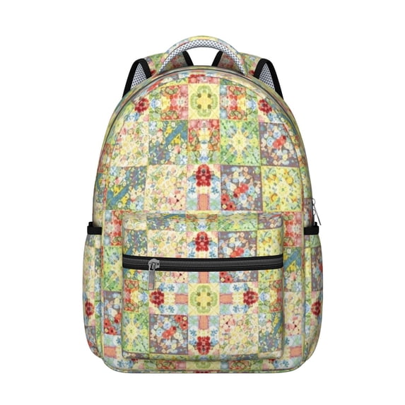 Pioneer Flower Floral Print Pattern Backpack for School, Cute School Bag with Adjustable Shoulder Straps and Padded Back, 15.3"x11"x7.1"