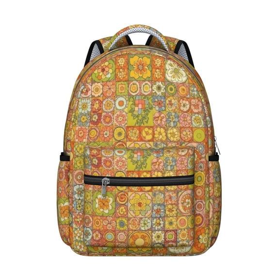 Pioneer Flower Floral Print Pattern Backpack for School, Cute School Bag with Adjustable Shoulder Straps and Padded Back, 15.3"x11"x7.1"