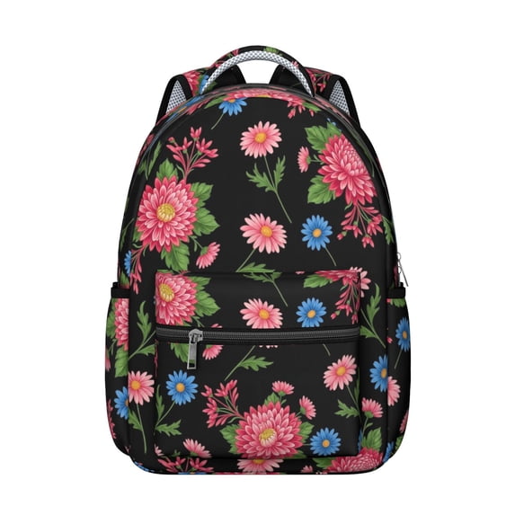 Pioneer Flower Floral Print Pattern Backpack for School, Cute School Bag with Adjustable Shoulder Straps and Padded Back, 15.3"x11"x7.1"