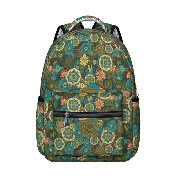 Pioneer Flower Floral Print Pattern Backpack for School, Cute School Bag with Adjustable Shoulder Straps and Padded Back, 15.3"x11"x7.1"