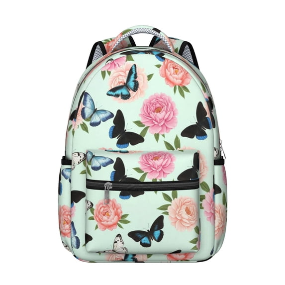 Pioneer Flower Floral Print Pattern Backpack for School, Cute School Bag with Adjustable Shoulder Straps and Padded Back, 15.3"x11"x7.1"