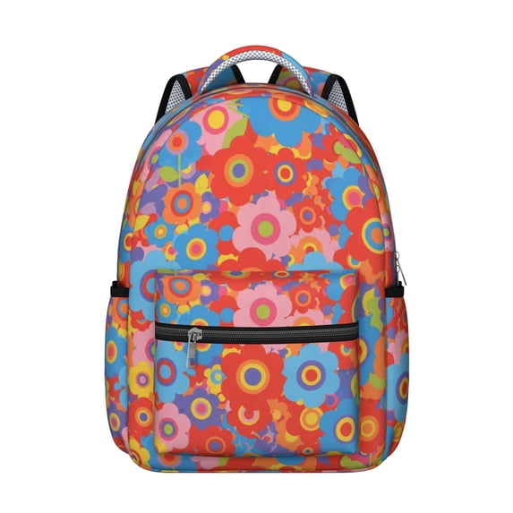 Pioneer Flower Floral Print Pattern Backpack for School, Cute School Bag with Adjustable Shoulder Straps and Padded Back, 15.3"x11"x7.1"