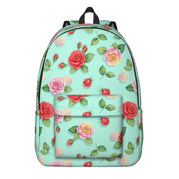 Pioneer Flower Floral Print Pattern Backpack for School, Cute School Bag with Adjustable Shoulder Straps and Padded Back, 15.7"x11.8"x5.5"