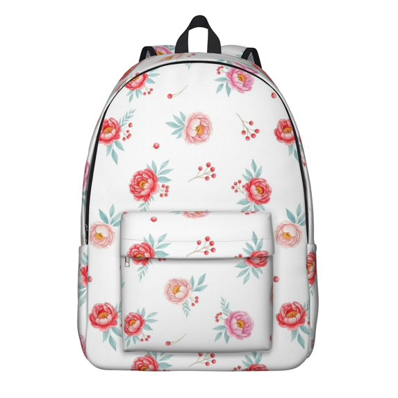 Pioneer Flower Floral Print Pattern Backpack for School, Cute School Bag with Adjustable Shoulder Straps and Padded Back, 15.7"x11.8"x5.5"