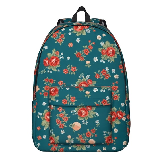 Pioneer Flower Floral Print Pattern Backpack for School, Cute School Bag with Adjustable Shoulder Straps and Padded Back, 15.7"x11.8"x5.5"