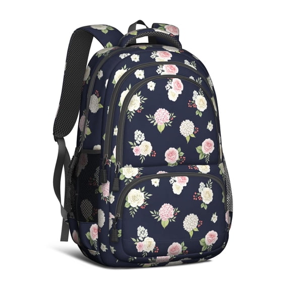 Pioneer Flower Floral Print Pattern Backpack for School, Cute School Bag with Adjustable Shoulder Straps and Padded Back, 16.9"x12.6"x5.9"