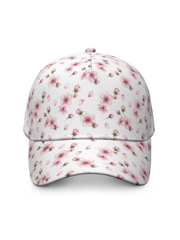 Pioneer Flower Floral Print Pattern Baseball Cap, Sports Sun Cap with Snap Closure & Sweatband, Breathable Eyelets Gifts for Birthday Christmas Thanksgiving