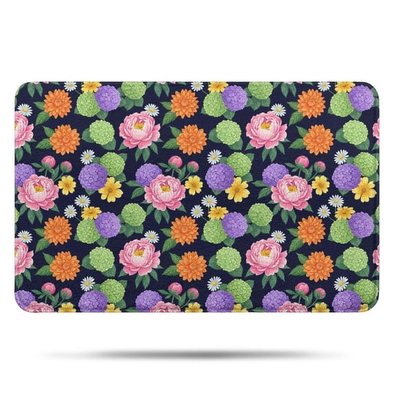 Pioneer Flower Floral Print Pattern Bathroom Rugs Mat, Non Slip Microfiber Bathroom Rug with Rubber Backing, Soft Mats for Bathroom Floor Tub Shower, 17"x27"