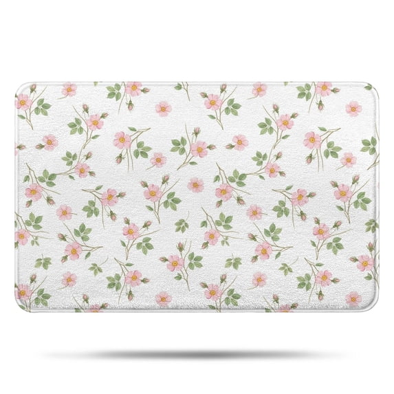 Pioneer Flower Floral Print Pattern Bathroom Rugs Mat, Non Slip Microfiber Bathroom Rug with Rubber Backing, Soft Mats for Bathroom Floor Tub Shower, 17"x27"