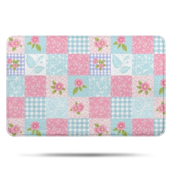 Pioneer Flower Floral Print Pattern Bathroom Rugs Mat, Non Slip Microfiber Bathroom Rug with Rubber Backing, Soft Mats for Bathroom Floor Tub Shower, 17"x27"