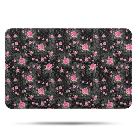 Pioneer Flower Floral Print Pattern Bathroom Rugs Mat, Non Slip Microfiber Bathroom Rug with Rubber Backing, Soft Mats for Bathroom Floor Tub Shower, 17"x27"