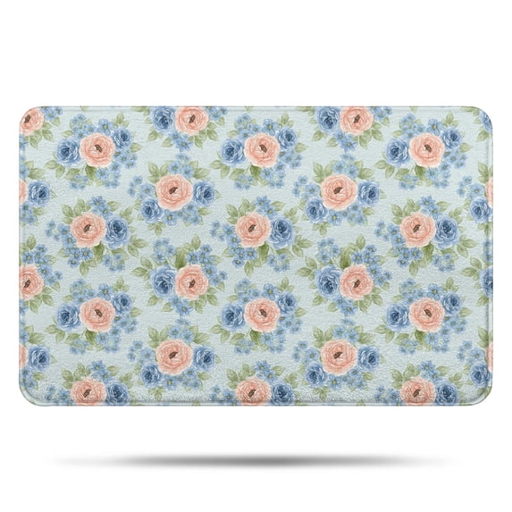 Pioneer Flower Floral Print Pattern Bathroom Rugs Mat, Non Slip Microfiber Bathroom Rug with Rubber Backing, Soft Mats for Bathroom Floor Tub Shower, 17"x27"