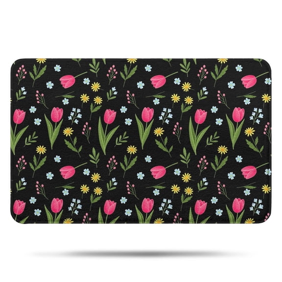 Pioneer Flower Floral Print Pattern Bathroom Rugs Mat, Non Slip Microfiber Bathroom Rug with Rubber Backing, Soft Mats for Bathroom Floor Tub Shower, 17"x27"