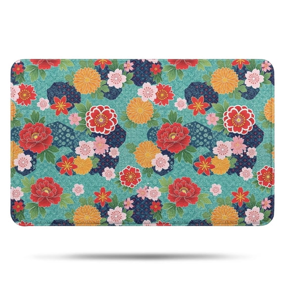 Pioneer Flower Floral Print Pattern Bathroom Rugs Mat, Non Slip Microfiber Bathroom Rug with Rubber Backing, Soft Mats for Bathroom Floor Tub Shower, 17"x27"