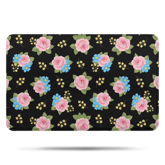 Pioneer Flower Floral Print Pattern Bathroom Rugs Mat, Non Slip Microfiber Bathroom Rug with Rubber Backing, Soft Mats for Bathroom Floor Tub Shower, 17"x27"