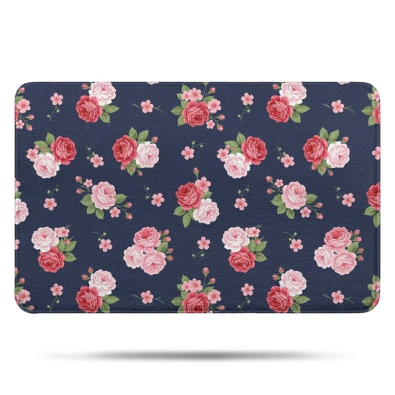 Pioneer Flower Floral Print Pattern Bathroom Rugs Mat, Non Slip Microfiber Bathroom Rug with Rubber Backing, Soft Mats for Bathroom Floor Tub Shower, 17"x27"