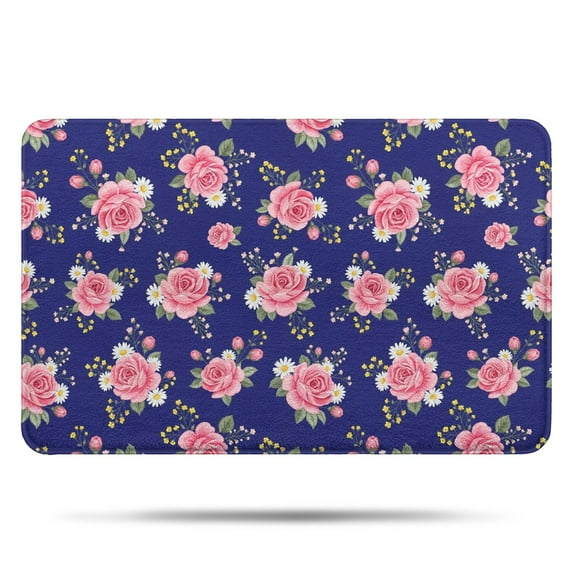 Pioneer Flower Floral Print Pattern Bathroom Rugs Mat, Non Slip Microfiber Bathroom Rug with Rubber Backing, Soft Mats for Bathroom Floor Tub Shower, 17"x27"