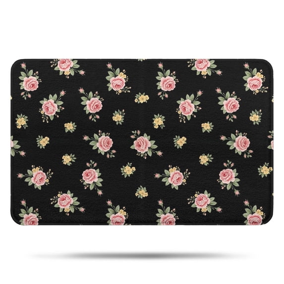 Pioneer Flower Floral Print Pattern Bathroom Rugs Mat, Non Slip Microfiber Bathroom Rug with Rubber Backing, Soft Mats for Bathroom Floor Tub Shower, 17"x27"
