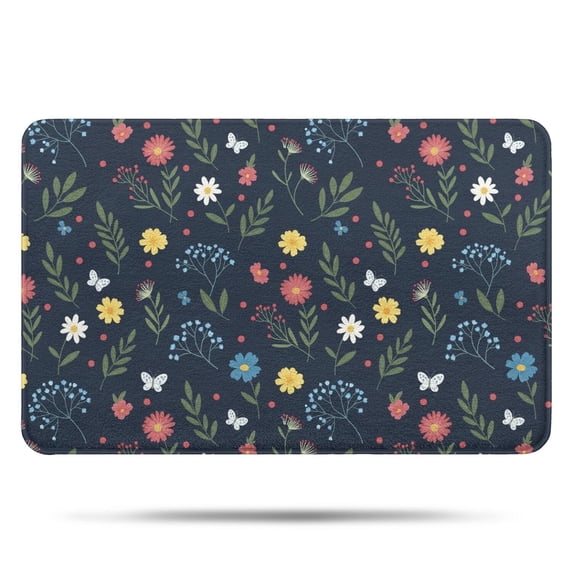 Pioneer Flower Floral Print Pattern Bathroom Rugs Mat, Non Slip Microfiber Bathroom Rug with Rubber Backing, Soft Mats for Bathroom Floor Tub Shower, 17"x27"