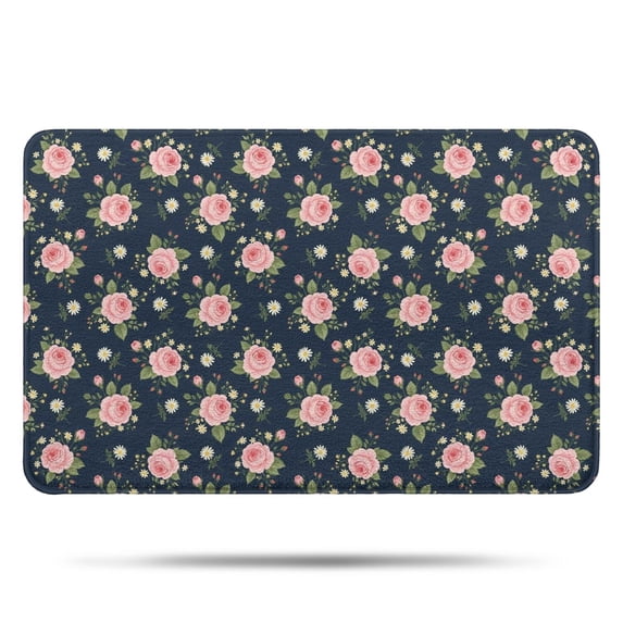 Pioneer Flower Floral Print Pattern Bathroom Rugs Mat, Non Slip Microfiber Bathroom Rug with Rubber Backing, Soft Mats for Bathroom Floor Tub Shower, 17"x27"