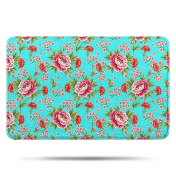 Pioneer Flower Floral Print Pattern Bathroom Rugs Mat, Non Slip Microfiber Bathroom Rug with Rubber Backing, Soft Mats for Bathroom Floor Tub Shower, 17"x27"