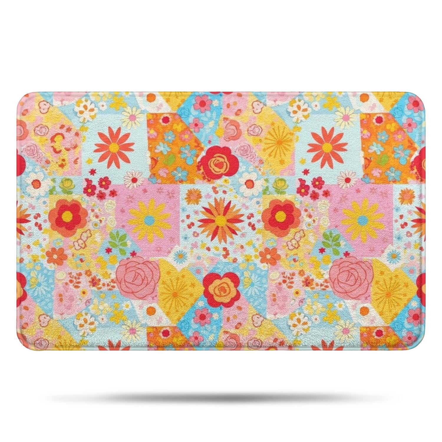 Pioneer Flower Floral Print Pattern Bathroom Rugs Mat, Non Slip Microfiber Bathroom Rug with Rubber Backing, Soft Mats for Bathroom Floor Tub Shower, 17"x27"