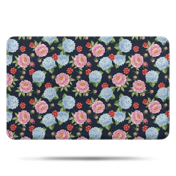 Pioneer Flower Floral Print Pattern Bathroom Rugs Mat, Non Slip Microfiber Bathroom Rug with Rubber Backing, Soft Mats for Bathroom Floor Tub Shower, 17"x27"