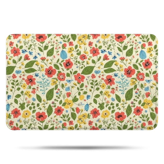 Pioneer Flower Floral Print Pattern Bathroom Rugs Mat, Non Slip Microfiber Bathroom Rug with Rubber Backing, Soft Mats for Bathroom Floor Tub Shower, 17"x27"