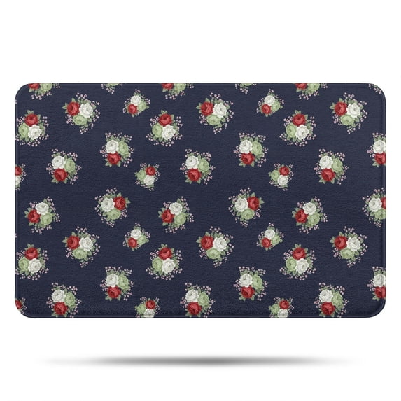 Pioneer Flower Floral Print Pattern Bathroom Rugs Mat, Non Slip Microfiber Bathroom Rug with Rubber Backing, Soft Mats for Bathroom Floor Tub Shower, 17"x27"