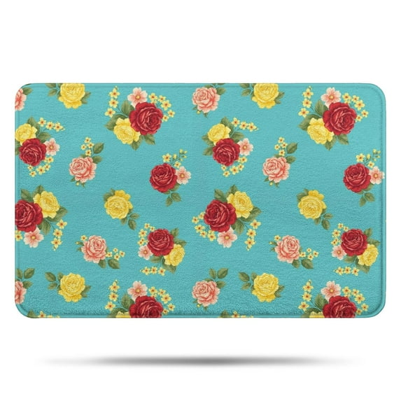 Pioneer Flower Floral Print Pattern Bathroom Rugs Mat, Non Slip Microfiber Bathroom Rug with Rubber Backing, Soft Mats for Bathroom Floor Tub Shower, 17"x27"