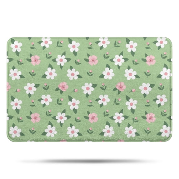 Pioneer Flower Floral Print Pattern Bathroom Rugs Mat, Non Slip Microfiber Bathroom Rug with Rubber Backing, Soft Mats for Bathroom Floor Tub Shower, 17"x27"