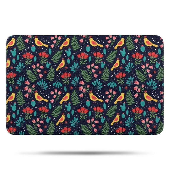 Pioneer Flower Floral Print Pattern Bathroom Rugs Mat, Non Slip Microfiber Bathroom Rug with Rubber Backing, Soft Mats for Bathroom Floor Tub Shower, 17"x27"