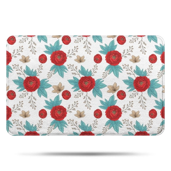Pioneer Flower Floral Print Pattern Bathroom Rugs Mat, Non Slip Microfiber Bathroom Rug with Rubber Backing, Soft Mats for Bathroom Floor Tub Shower, 17"x27"