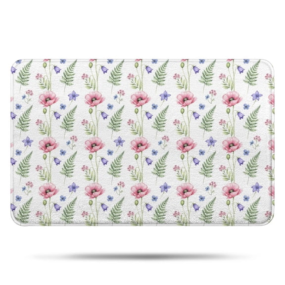 Pioneer Flower Floral Print Pattern Bathroom Rugs Mat, Non Slip Microfiber Bathroom Rug with Rubber Backing, Soft Mats for Bathroom Floor Tub Shower, 17"x27"
