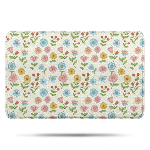 Pioneer Flower Floral Print Pattern Bathroom Rugs Mat, Non Slip Microfiber Bathroom Rug with Rubber Backing, Soft Mats for Bathroom Floor Tub Shower, 17"x27"