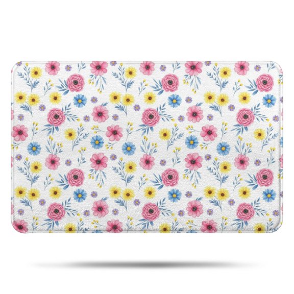 Pioneer Flower Floral Print Pattern Bathroom Rugs Mat, Non Slip Microfiber Bathroom Rug with Rubber Backing, Soft Mats for Bathroom Floor Tub Shower, 17"x27"