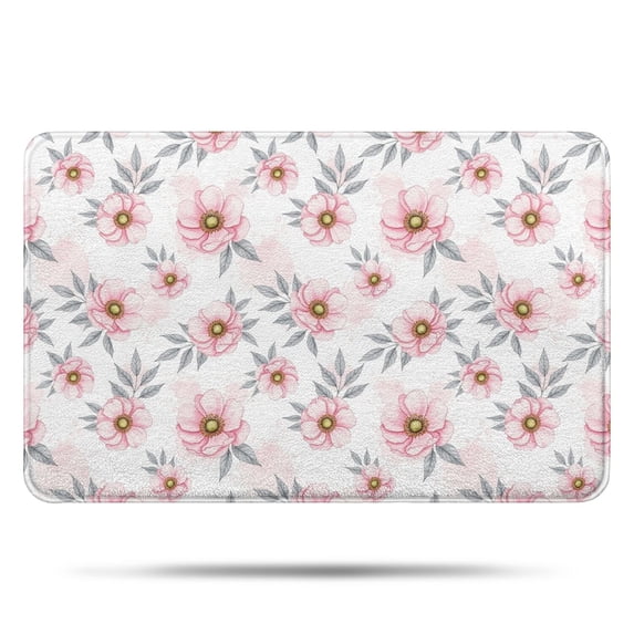 Pioneer Flower Floral Print Pattern Bathroom Rugs Mat, Non Slip Microfiber Bathroom Rug with Rubber Backing, Soft Mats for Bathroom Floor Tub Shower, 17"x27"