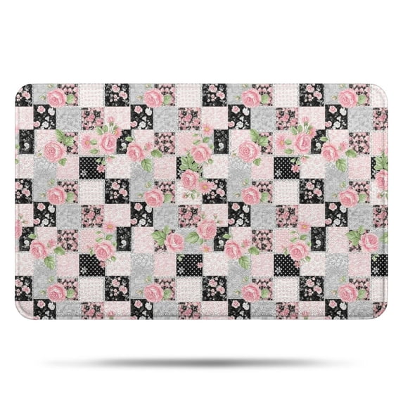 Pioneer Flower Floral Print Pattern Bathroom Rugs Mat, Non Slip Microfiber Bathroom Rug with Rubber Backing, Soft Mats for Bathroom Floor Tub Shower, 17"x27"
