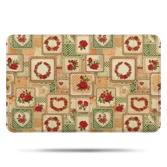 Pioneer Flower Floral Print Pattern Bathroom Rugs Mat, Non Slip Microfiber Bathroom Rug with Rubber Backing, Soft Mats for Bathroom Floor Tub Shower, 17"x27"