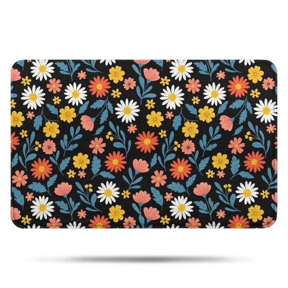 Pioneer Flower Floral Print Pattern Bathroom Rugs Mat, Non Slip Microfiber Bathroom Rug with Rubber Backing, Soft Mats for Bathroom Floor Tub Shower, 17"x27"