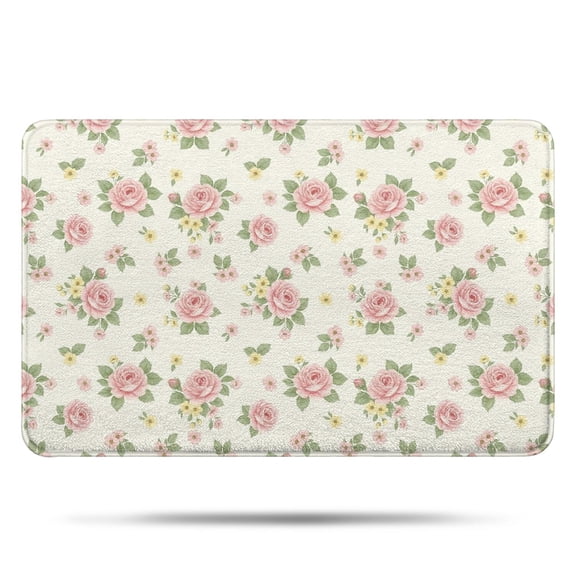 Pioneer Flower Floral Print Pattern Bathroom Rugs Mat, Non Slip Microfiber Bathroom Rug with Rubber Backing, Soft Mats for Bathroom Floor Tub Shower, 17"x27"