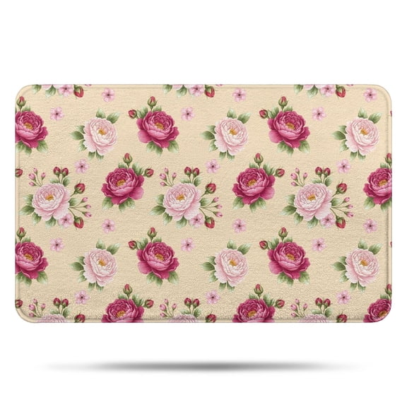 Pioneer Flower Floral Print Pattern Bathroom Rugs Mat, Non Slip Microfiber Bathroom Rug with Rubber Backing, Soft Mats for Bathroom Floor Tub Shower, 17"x27"