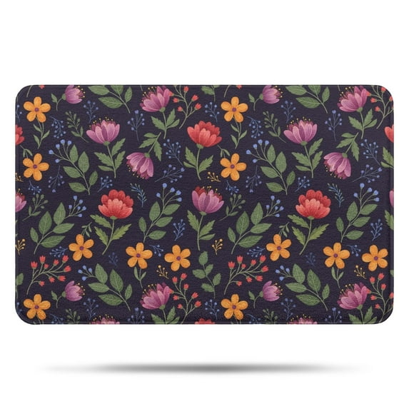 Pioneer Flower Floral Print Pattern Bathroom Rugs Mat, Non Slip Microfiber Bathroom Rug with Rubber Backing, Soft Mats for Bathroom Floor Tub Shower, 17"x27"