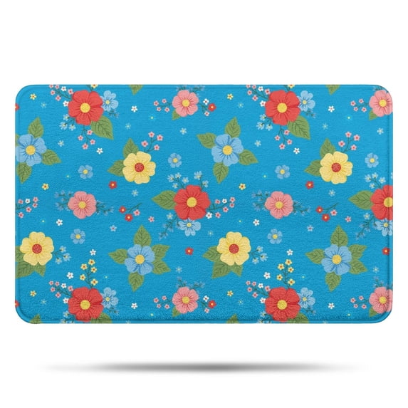 Pioneer Flower Floral Print Pattern Bathroom Rugs Mat, Non Slip Microfiber Bathroom Rug with Rubber Backing, Soft Mats for Bathroom Floor Tub Shower, 17"x27"