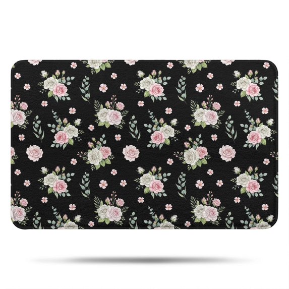 Pioneer Flower Floral Print Pattern Bathroom Rugs Mat, Non Slip Microfiber Bathroom Rug with Rubber Backing, Soft Mats for Bathroom Floor Tub Shower, 17"x27"