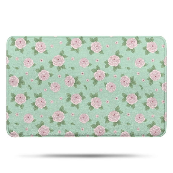 Pioneer Flower Floral Print Pattern Bathroom Rugs Mat, Non Slip Microfiber Bathroom Rug with Rubber Backing, Soft Mats for Bathroom Floor Tub Shower, 17"x27"