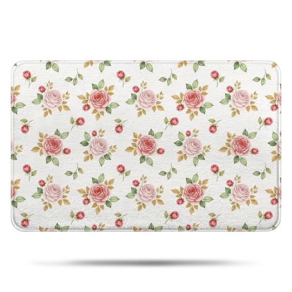Pioneer Flower Floral Print Pattern Bathroom Rugs Mat, Non Slip Microfiber Bathroom Rug with Rubber Backing, Soft Mats for Bathroom Floor Tub Shower, 17"x27"